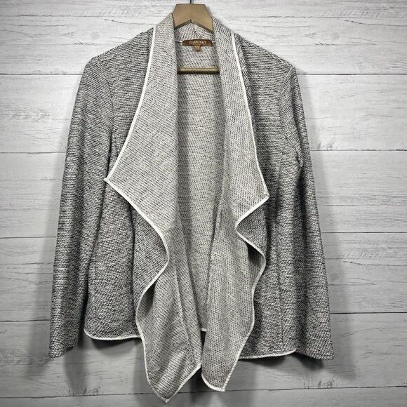 Ellen Tracy womens tweed metallic cardigan size P/S white black - Picture 1 of 5